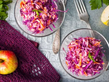 Carrot and apple coleslaw with mustard vinaigrette