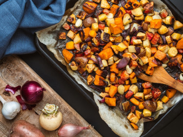Chris's Glazed Eggplant, Pumpkin and Tempeh Bake
