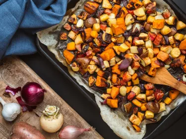 Chris's Glazed Eggplant, Pumpkin and Tempeh Bake