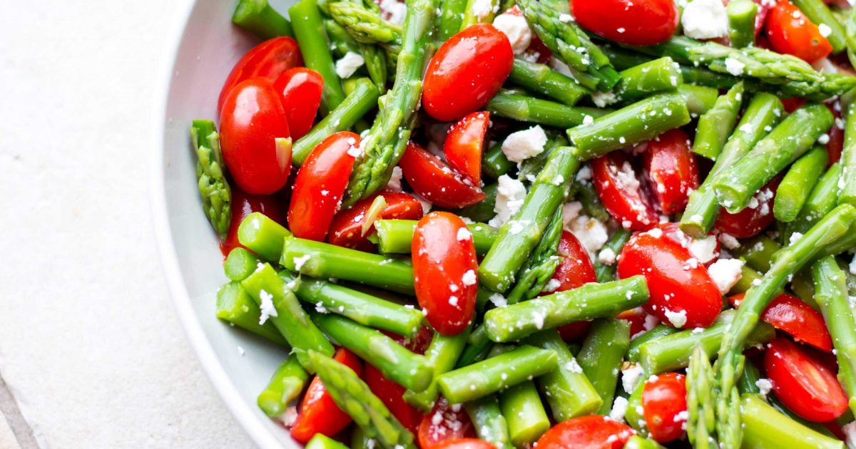 Healthy Asparagus, Tomato & Feta Salad Recipe | No Money No Time