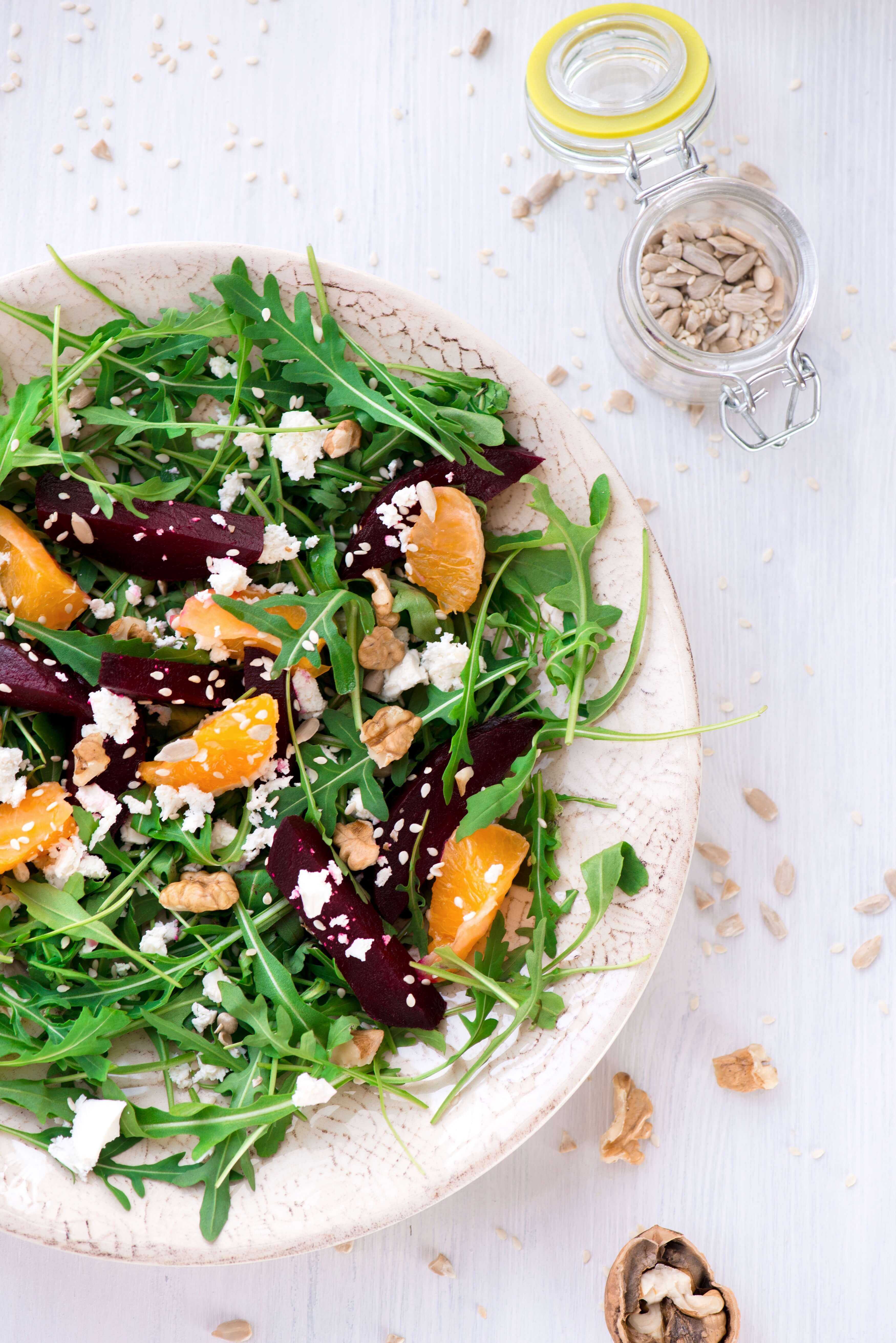 Colourful Beetroot, Goats Cheese and Walnut Salad